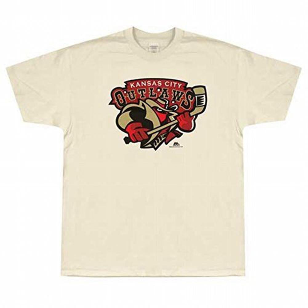 Kansas City Outlaws - Logo Natural Adult T-Shirt Men's T-Shirts Kansas City Outlaws 2XL Off-White