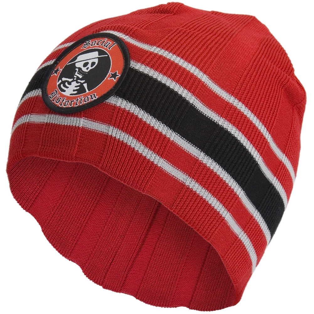Social Distortion - Skelli Logo Knit Beanie Adult Hat Knit Hats Old Glory OS Red