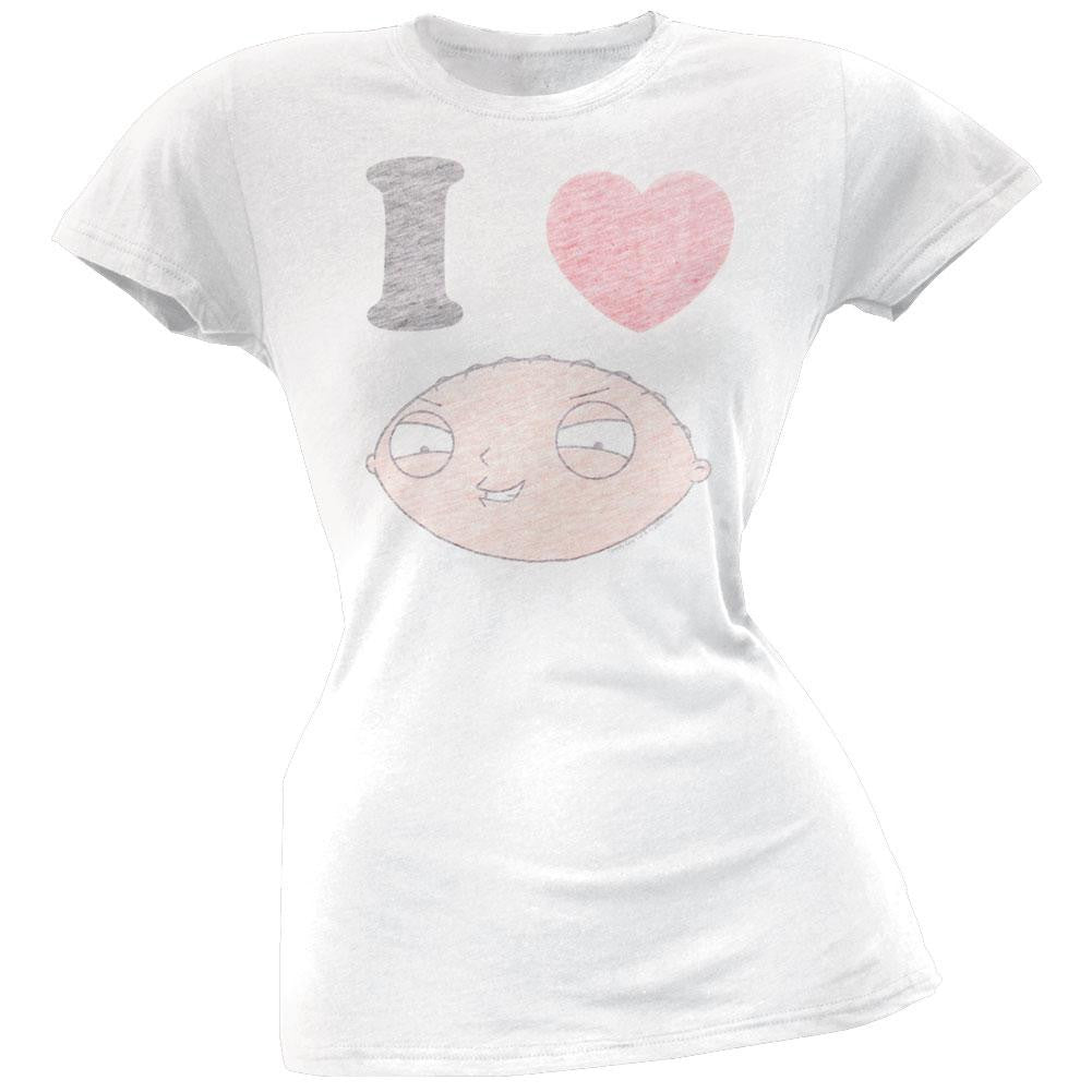 Family Guy - I Heart Stewie Juniors T-Shirt Juniors T-Shirts Family Guy XL White