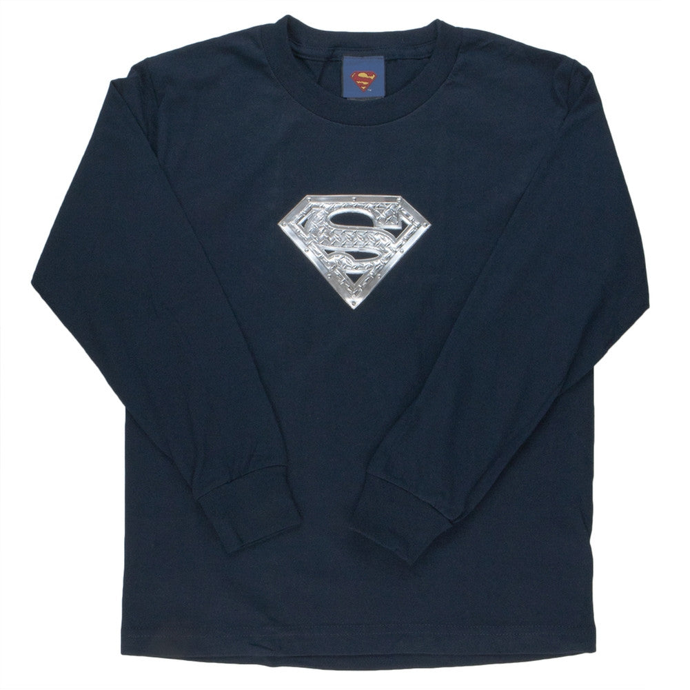 Superman - Rivet Boys Youth Long Sleeve T-Shirt Youth Long Sleeves Superman YXS Multi