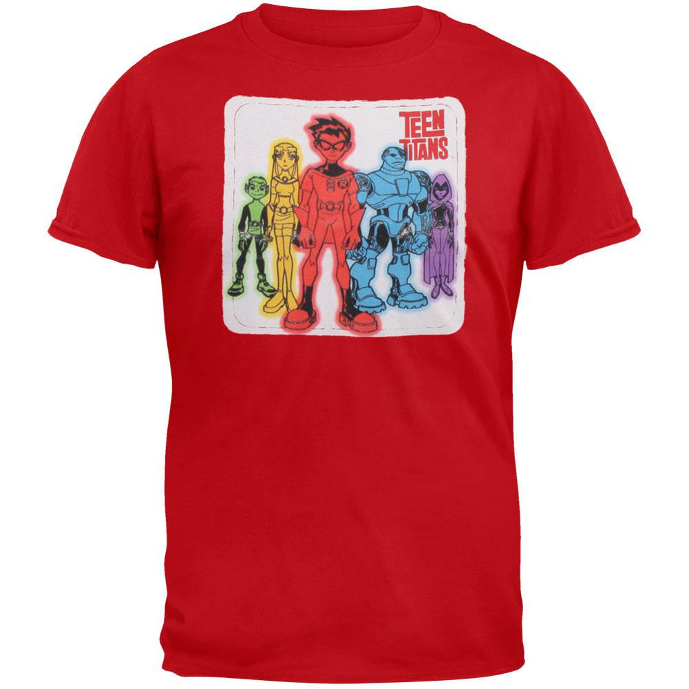 Teen Titans - Heroes Patch Youth T-Shirt Youth T-Shirts Teen Titans LG Red