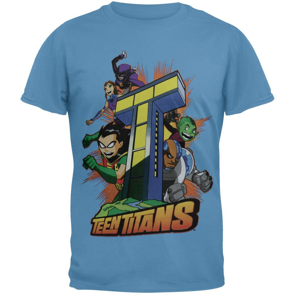 Teen Titans - Tower Youth T-Shirt Youth T-Shirts Teen Titans XL Light Blue