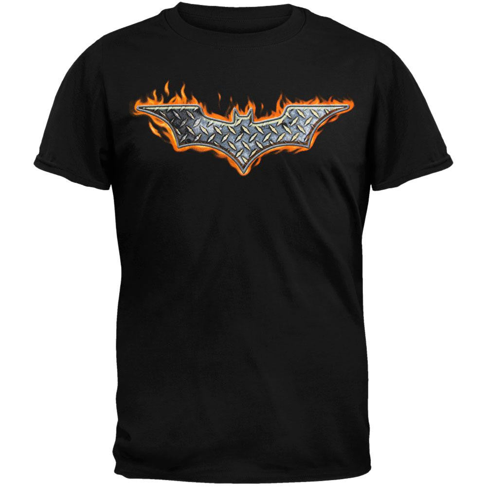 Batman - Steel Fire Logo T-Shirt Men's T-Shirts Batman MD Black