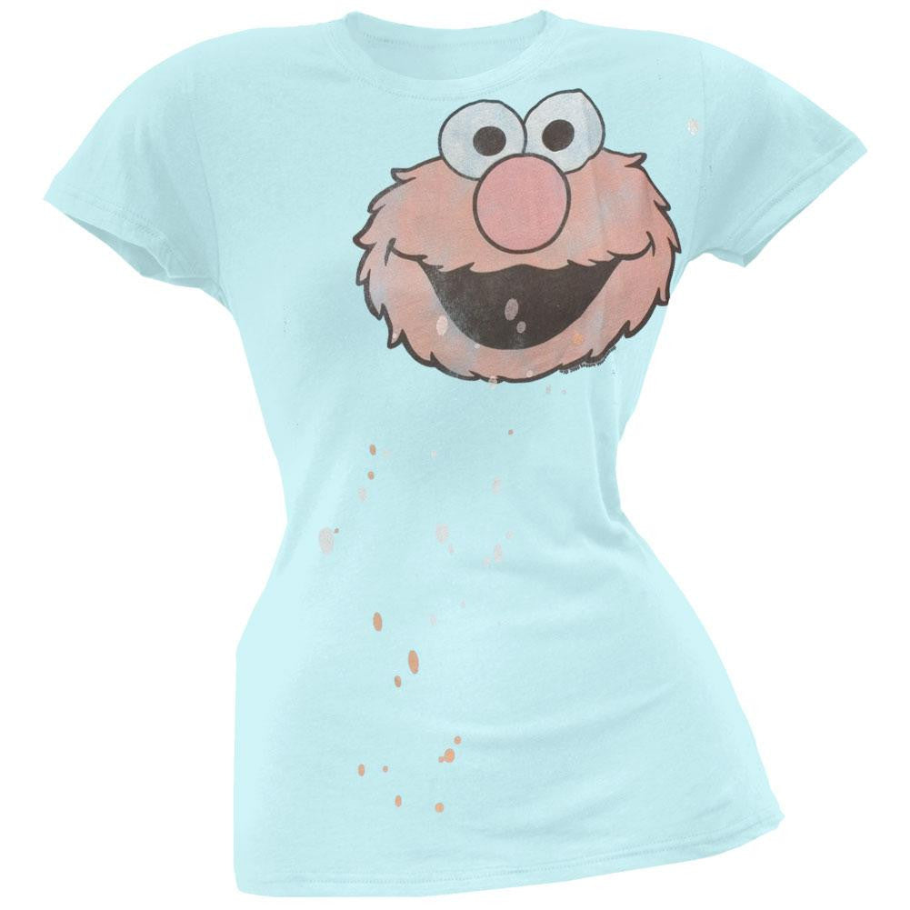 Sesame Street - Elmo Head Juniors T-Shirt Juniors T-Shirts Sesame Street SM Blue