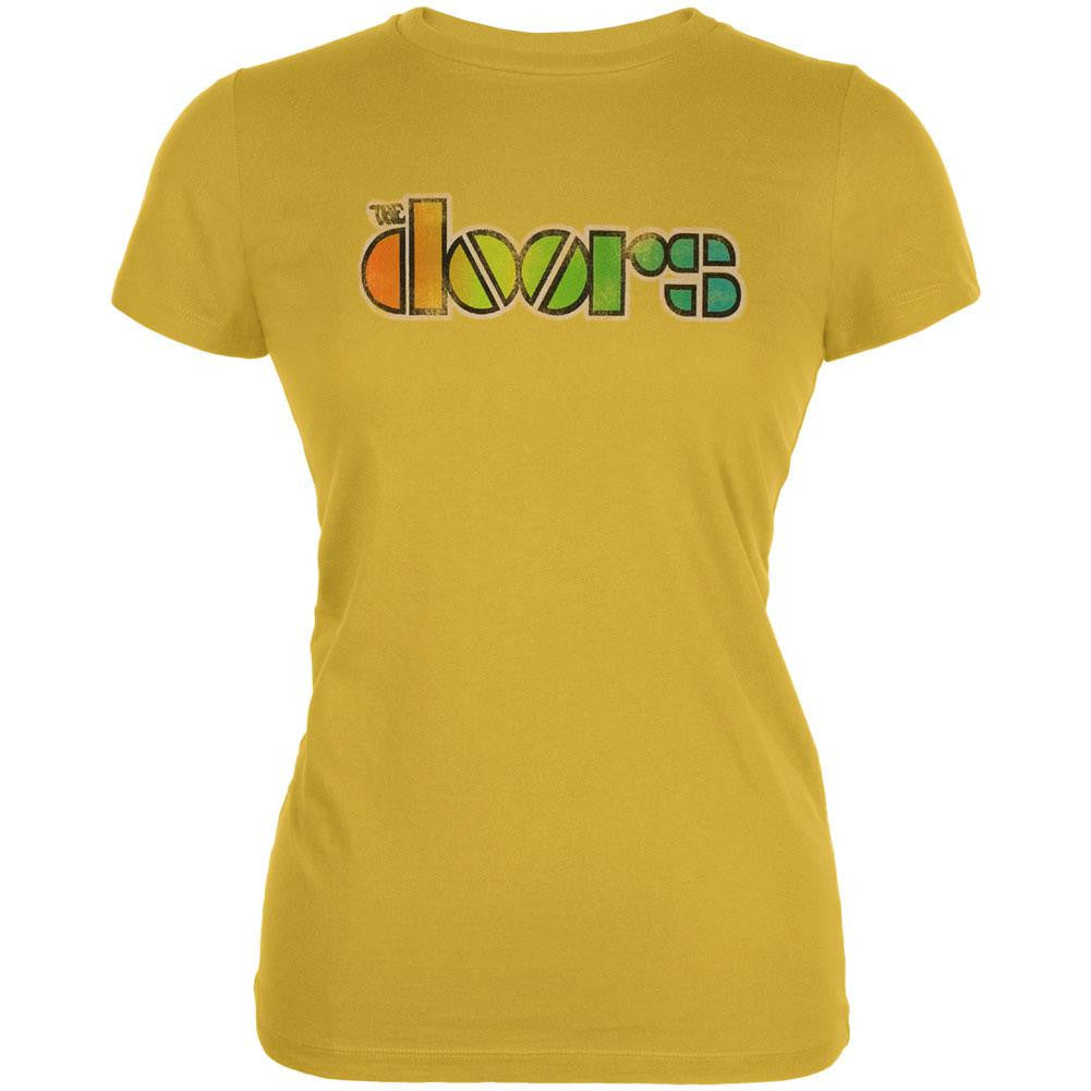 The Doors - Rainbow Logo Juniors T-Shirt Juniors T-Shirts The Doors LG Yellow