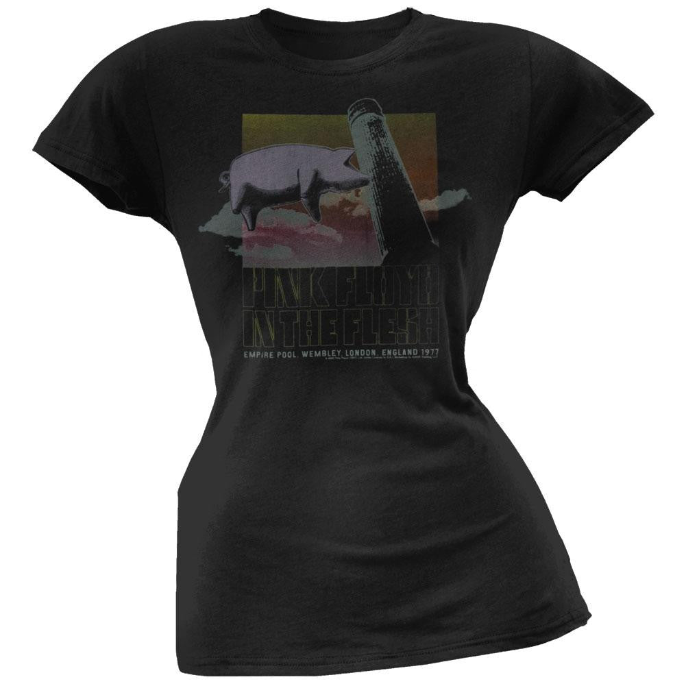 Pink Floyd - In The Flesh Juniors Black T-Shirt Juniors T-Shirts Pink Floyd MD Black