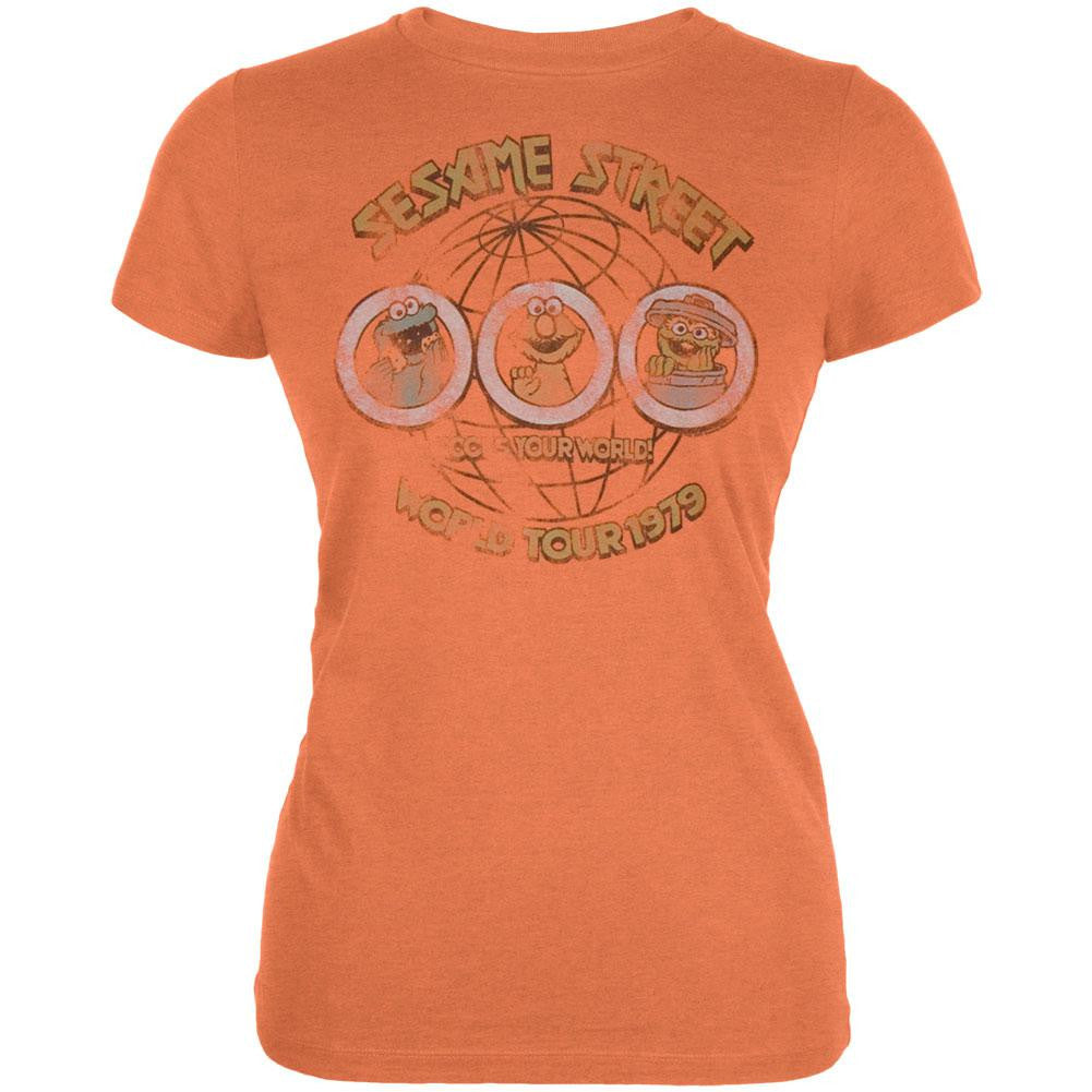 Sesame Street - 79 World Tour Juniors T-Shirt Juniors T-Shirts Sesame Street MD Orange
