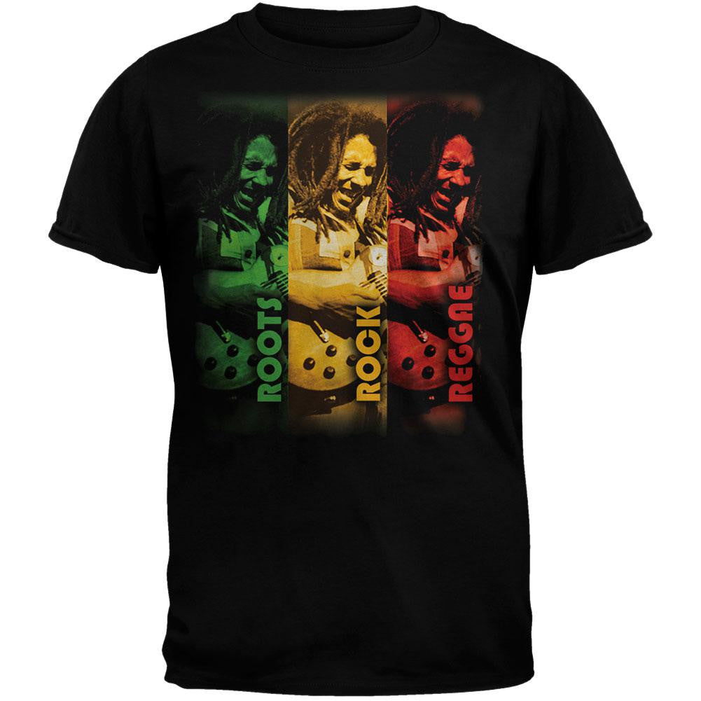Bob Marley - Tri-Color Rock T-Shirt Men's T-Shirts Bob Marley SM Black