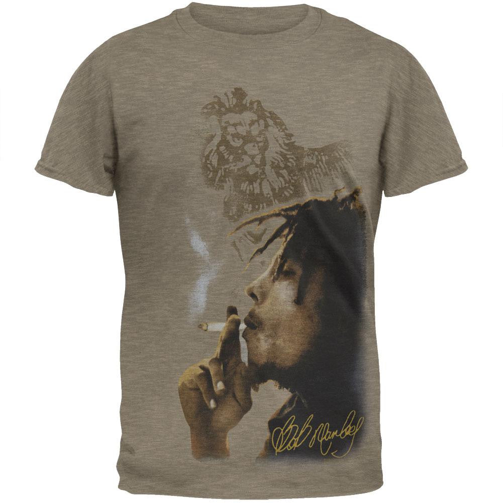 Bob Marley - Smoke Side Soft T-Shirt Men's T-Shirts Bob Marley SM Tan