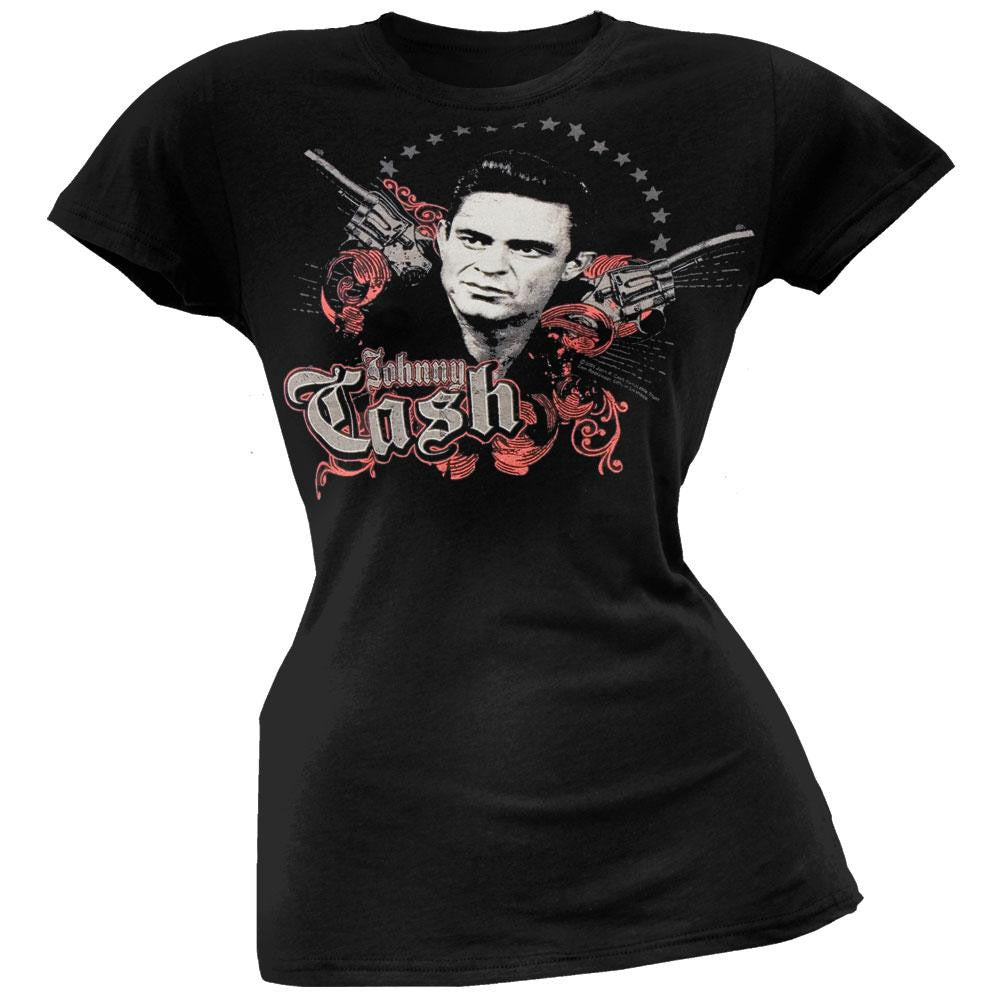 Johnny Cash - Stare Juniors T-Shirt Juniors T-Shirts Johnny Cash