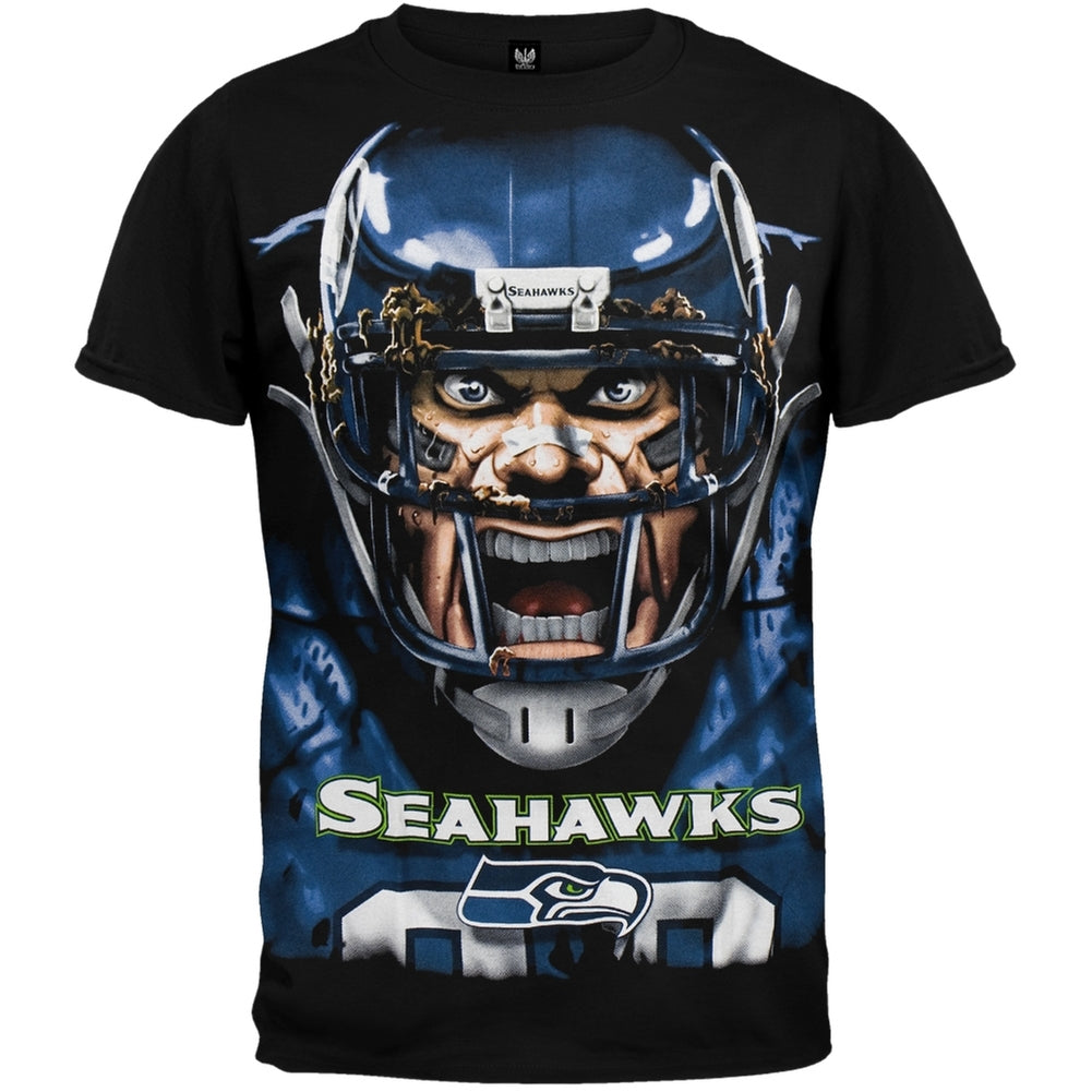 Seattle Seahawks - Rage Adult T-Shirt Men's T-Shirts Seattle Seahawks 2XL Black