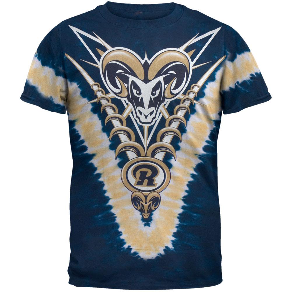 St Louis Rams - Logo V-Dye Tie Dye T-Shirt Men's T-Shirts St. Louis Rams 2XL Multi
