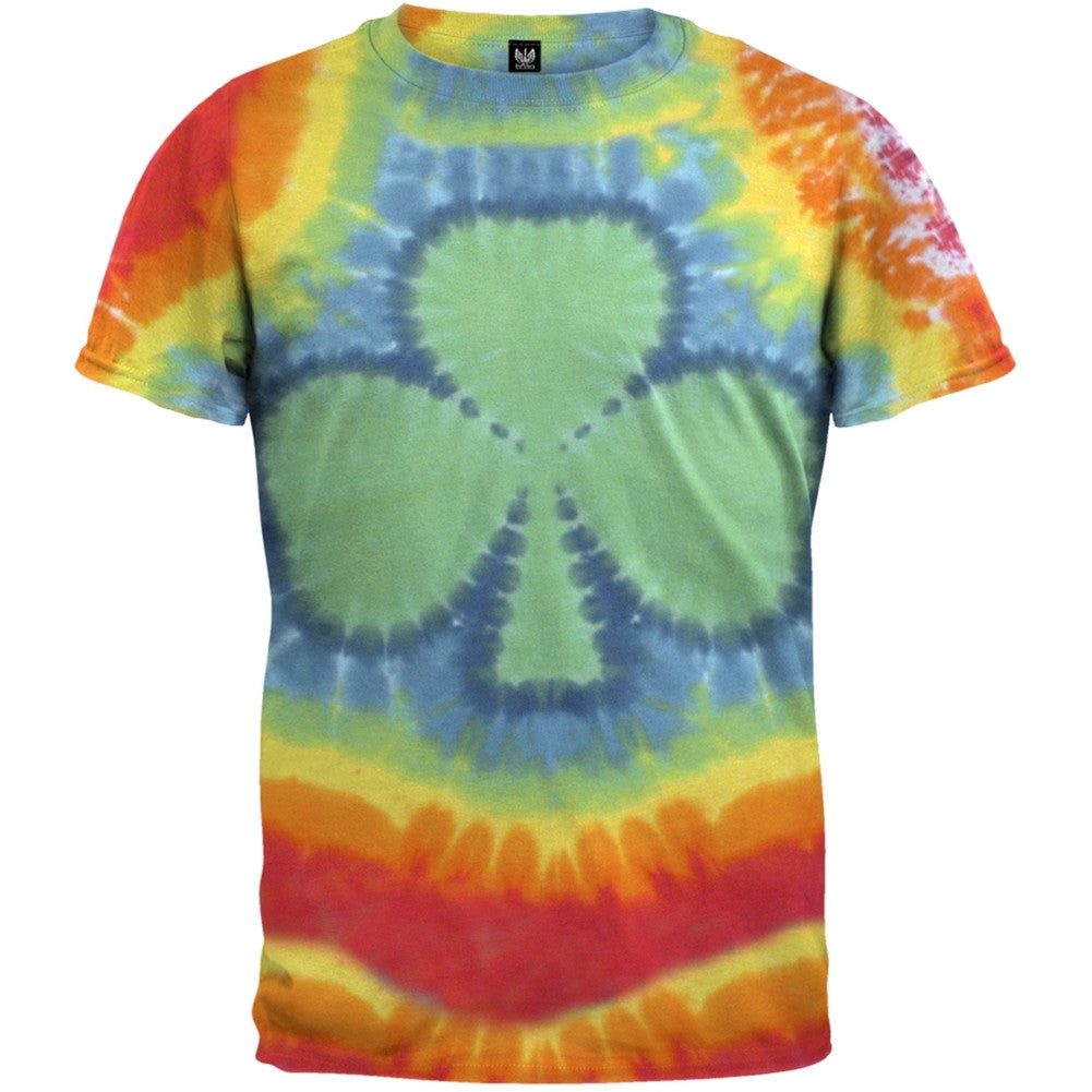 Rainbow Shamrock Tie Dye Adult T-Shirt Men's T-Shirts Old Glory