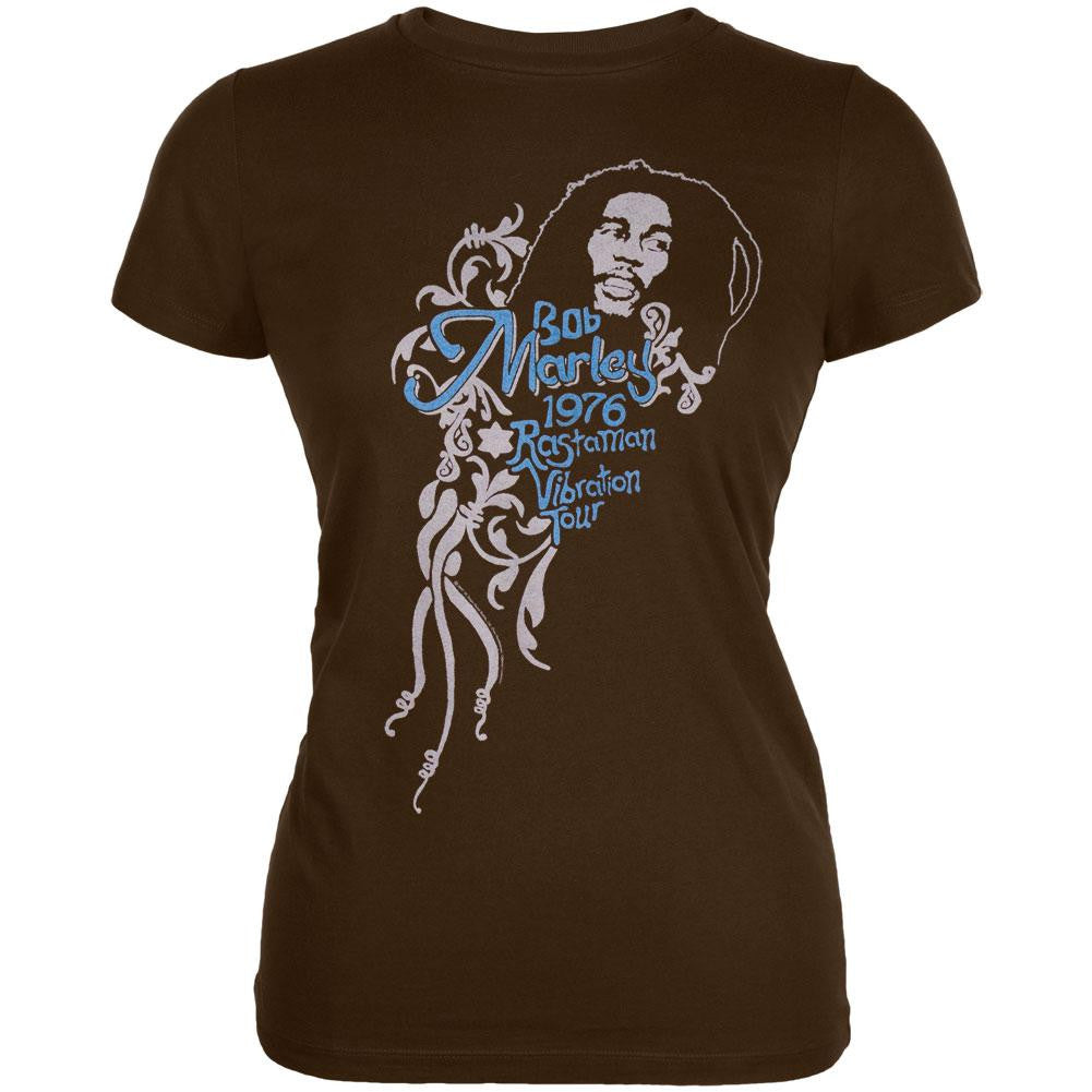 Bob Marley - Vibration Sheer Juniors T-Shirt Juniors T-Shirts Bob Marley LG Brown