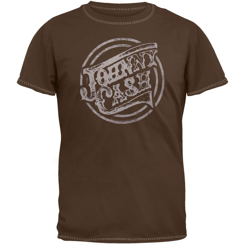 Johnny Cash - Stamp Overdye T-Shirt Men's T-Shirts Johnny Cash MD Brown