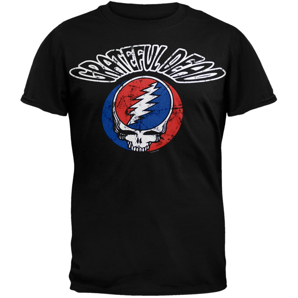 Grateful Dead - Distressed Stealie Soft T-Shirt Men's T-Shirts Grateful Dead SM Black