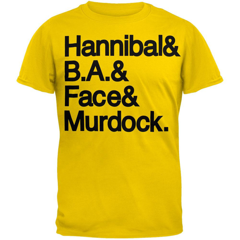 A-Team - Names Logo T-Shirt Men's T-Shirts A-Team SM Yellow