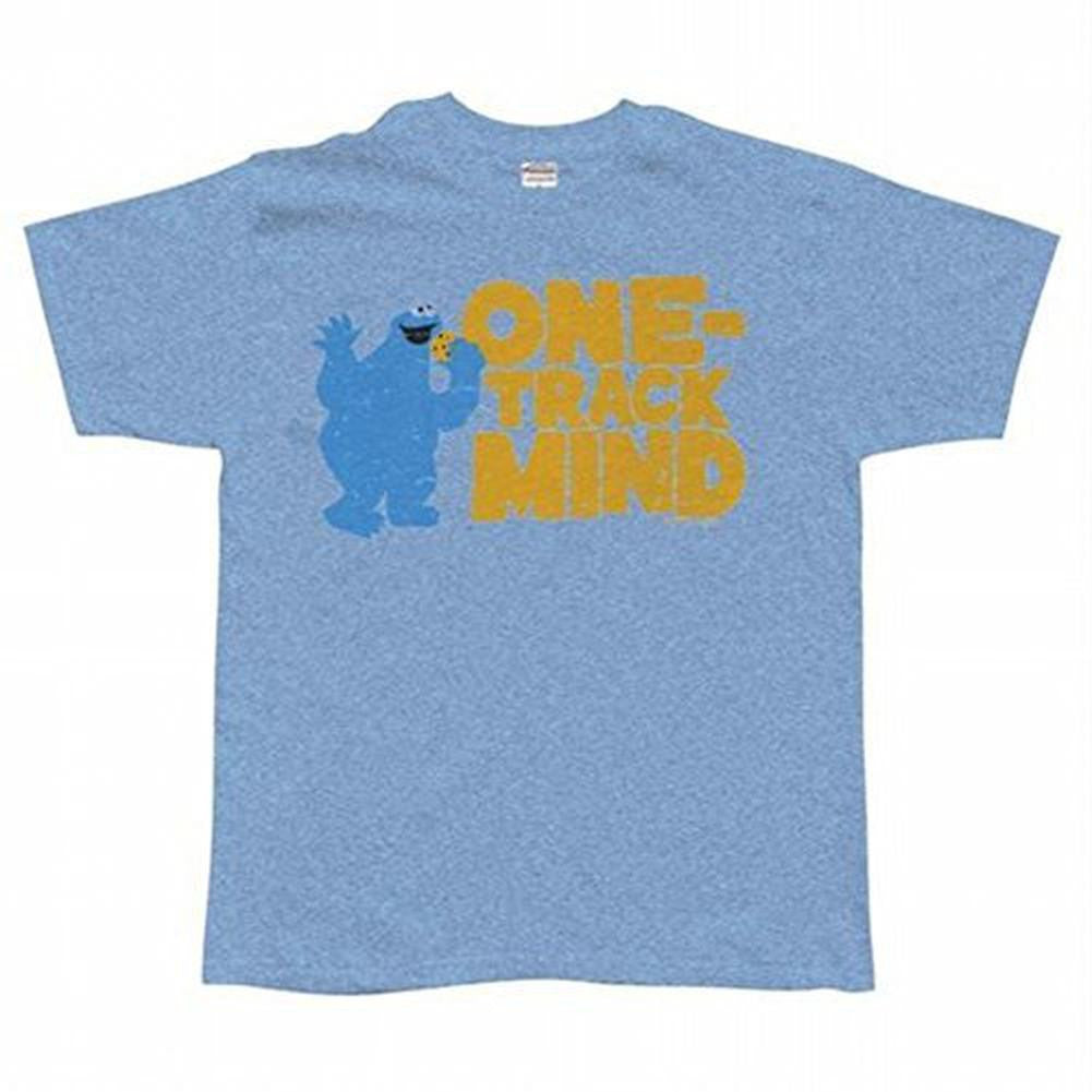 Sesame Street - One Track Mind Adult T-Shirt Men's T-Shirts Sesame Street SM Blue