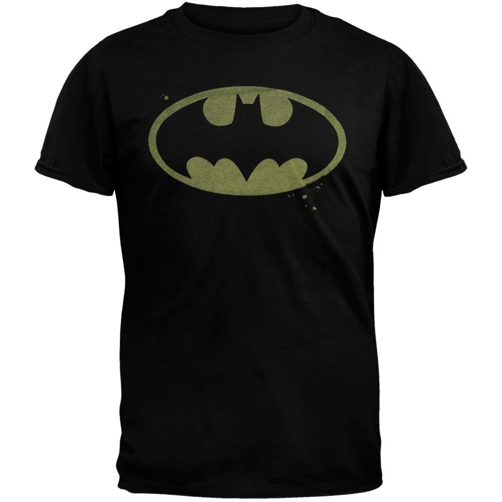 Batman Distressed Logo Mens T Shirt - Black Men's T-Shirts Batman MD Black