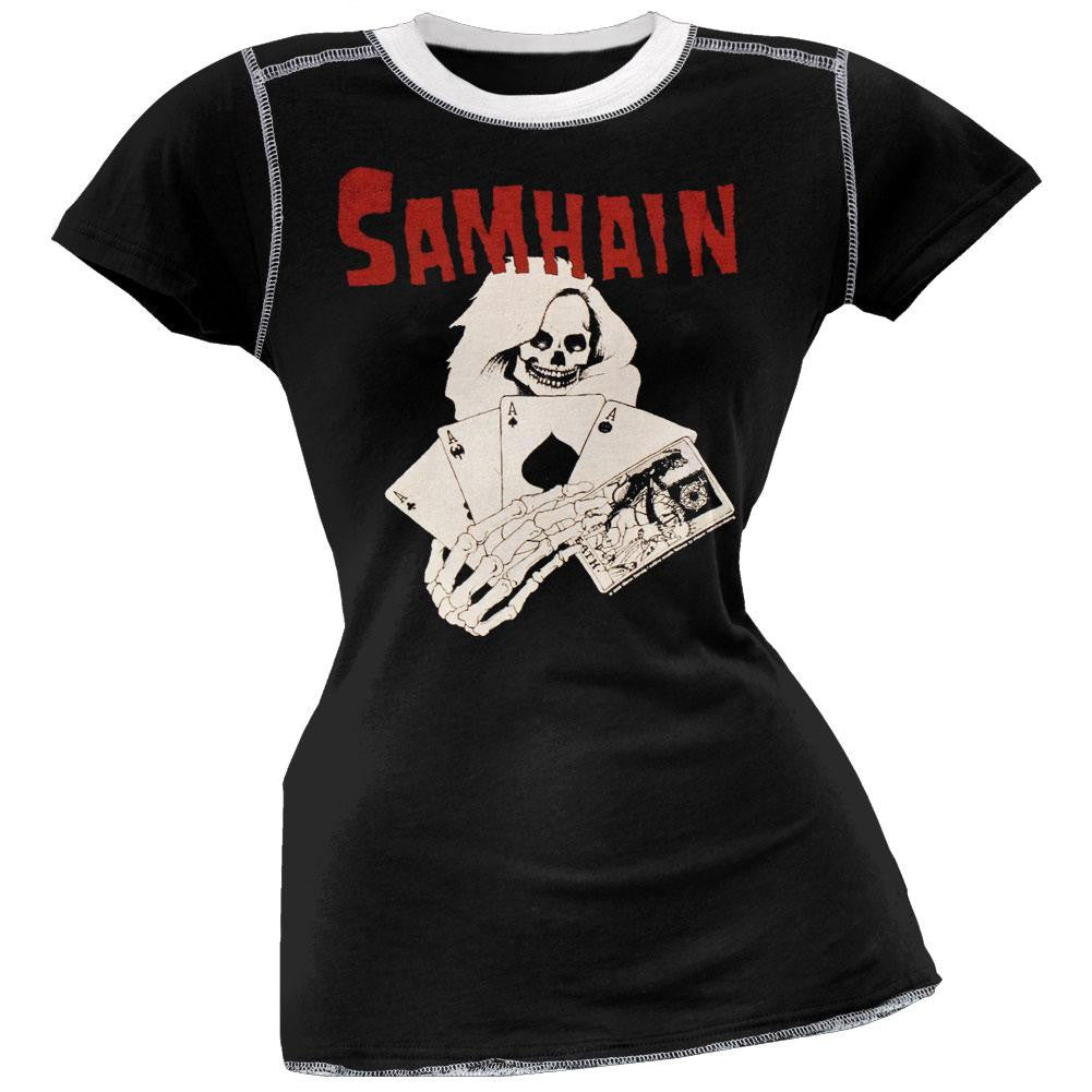 Samhain - Death Card Juniors Ringer T-Shirt Juniors T-Shirts Samhain