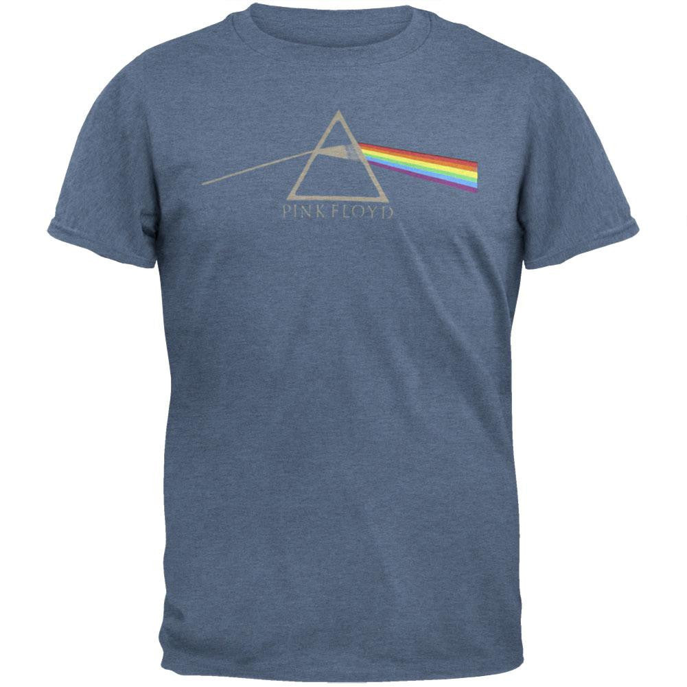Pink Floyd - Dark Side Distressed Soft Blue T-Shirt Men's T-Shirts Pink Floyd SM Blue