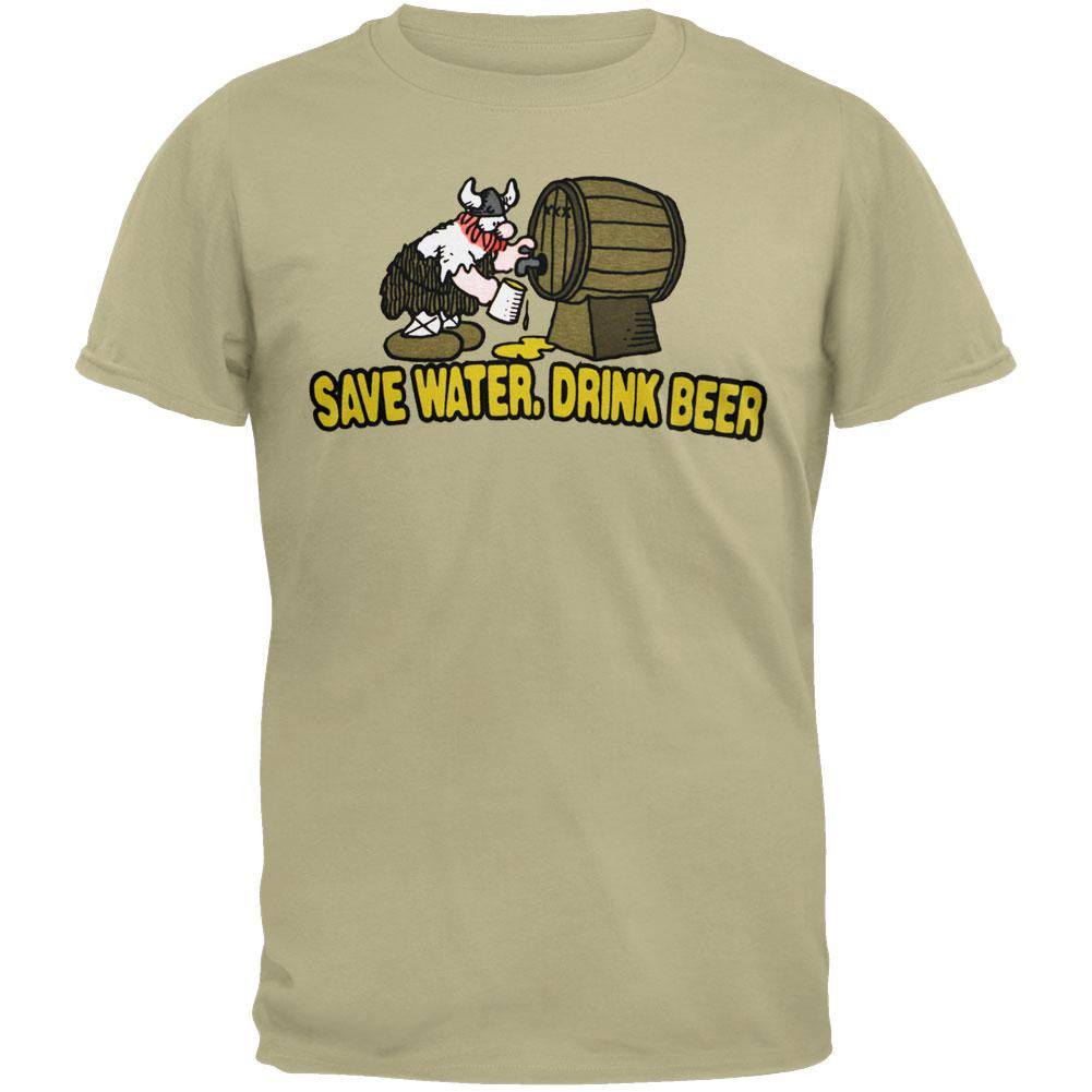 Hagar - Save Water Drink Beer Tan T-Shirt Men's T-Shirts Hagar The Horrible LG Tan