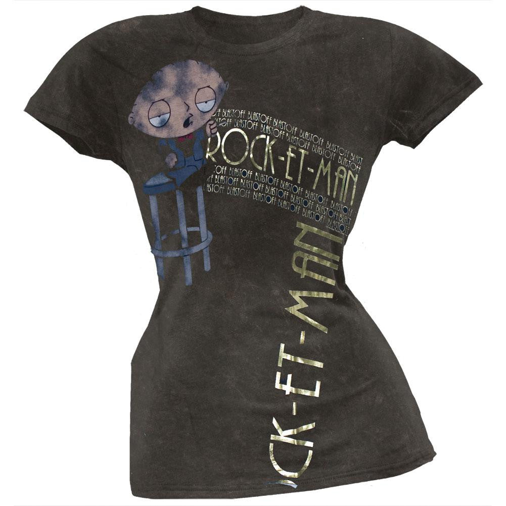 Family Guy - Rocketman Mineral Wash Juniors T-Shirt Juniors T-Shirts Family Guy LG Grey