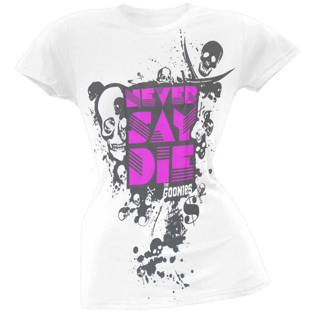 Goonies - Never Say Die Juniors T-Shirt Juniors T-Shirts Goonies SM White