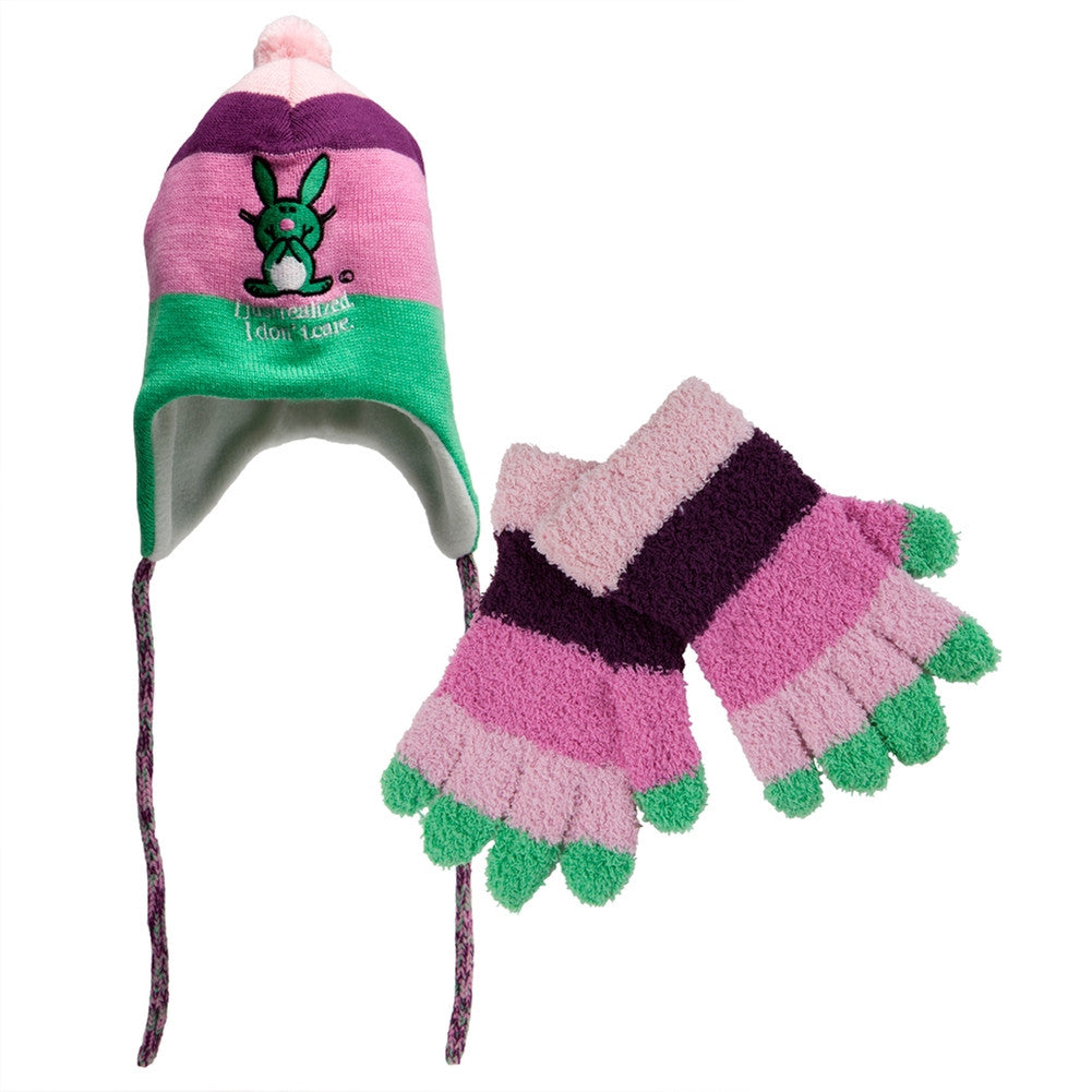 Happy Bunny - I Just Realized I don't Care Hat & Glove Set Gloves Old Glory