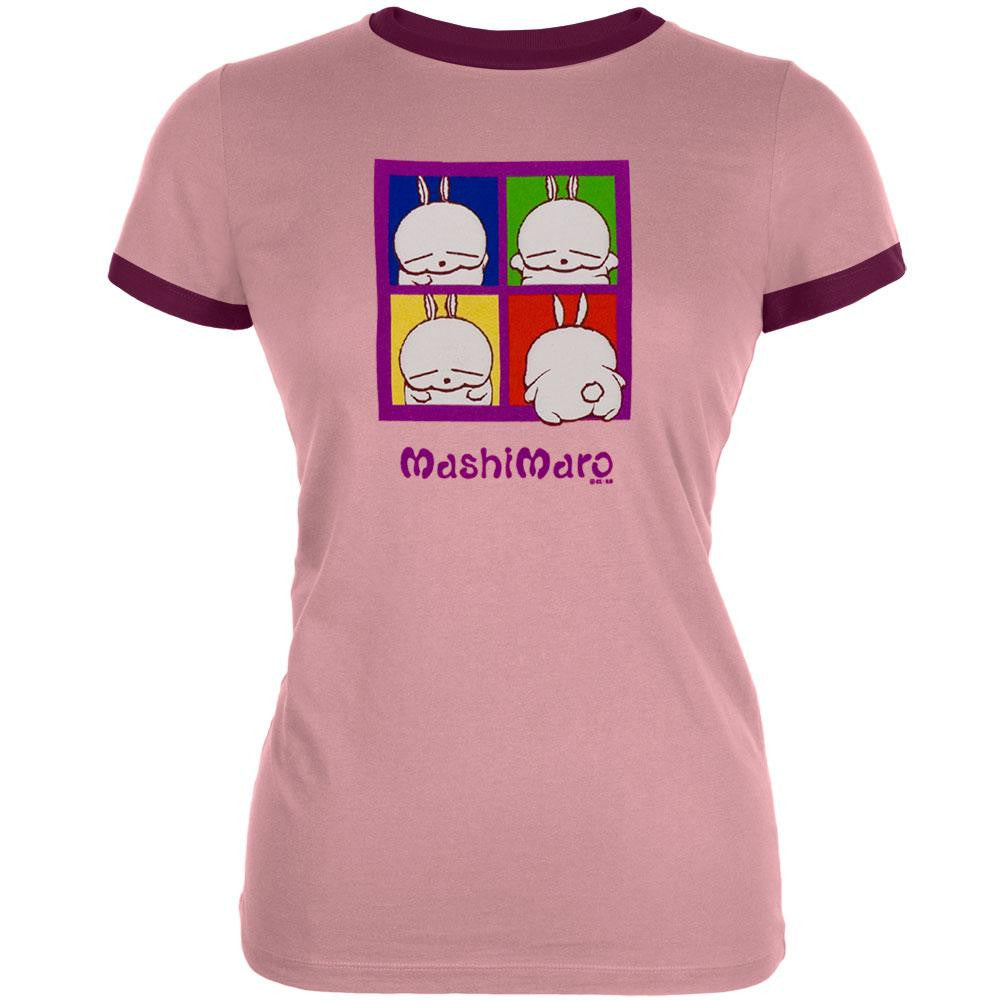 Mashimaro - Pop Art Juniors Ringer T-Shirt Juniors T-Shirts Mashimaro MD Pink