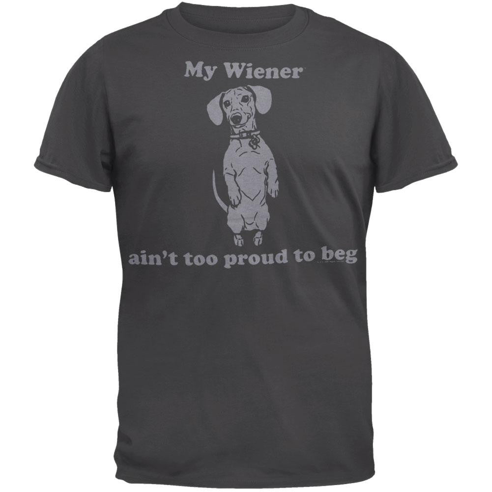 My Wiener Begs T-Shirt Men's T-Shirts My Wiener MD Grey