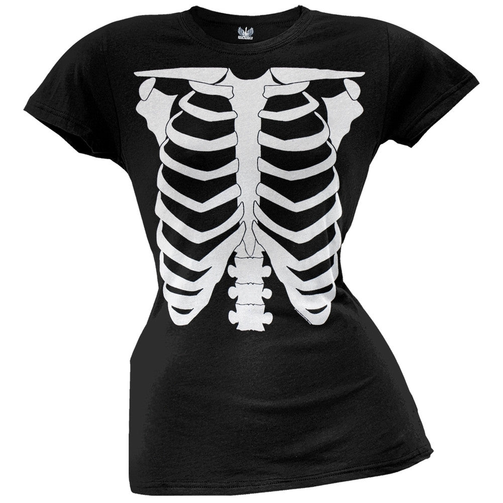 Halloween Costume Glow In The Dark Skeleton Juniors Costume T Shirt Juniors T-Shirts Old Glory