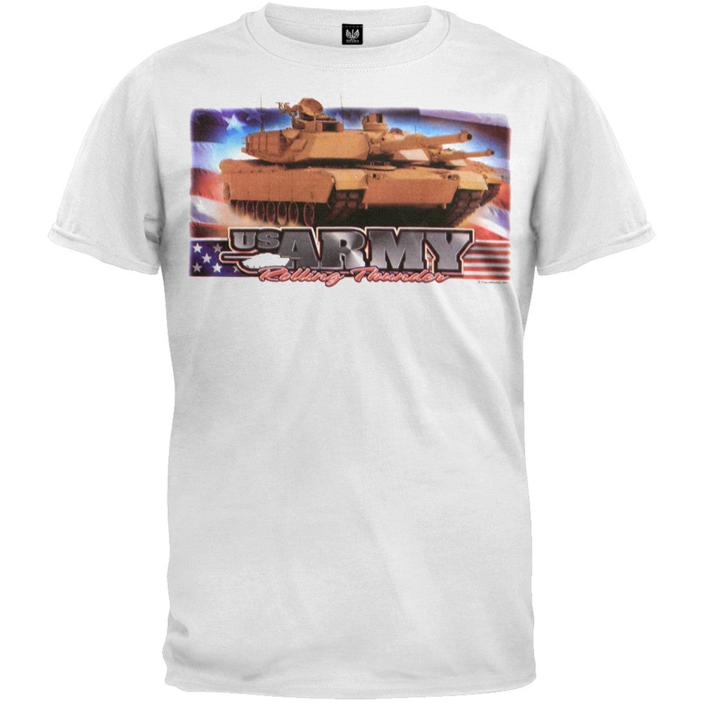 Army - Rolling Thunder White Adult T-Shirt Men's T-Shirts US Army
