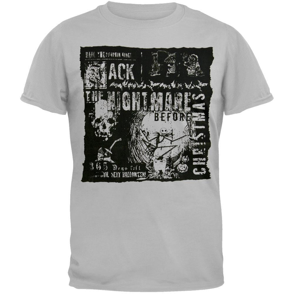 Nightmare Before Christmas - NBC Skull Soft T-Shirt Men's T-Shirts Nightmare Before Christmas LG Grey