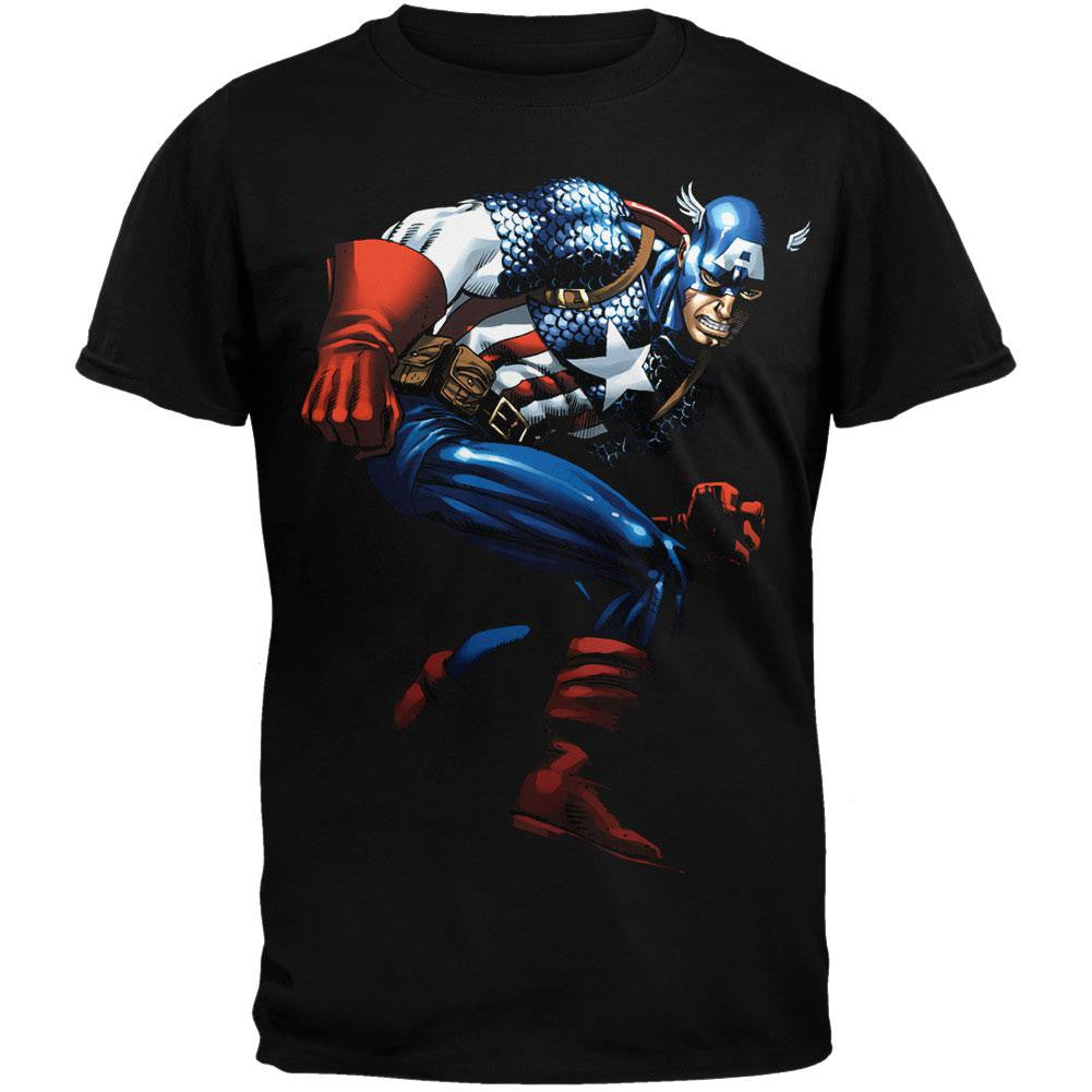 Captain America - Captain Action T-Shirt Men's T-Shirts Captain America LG Black