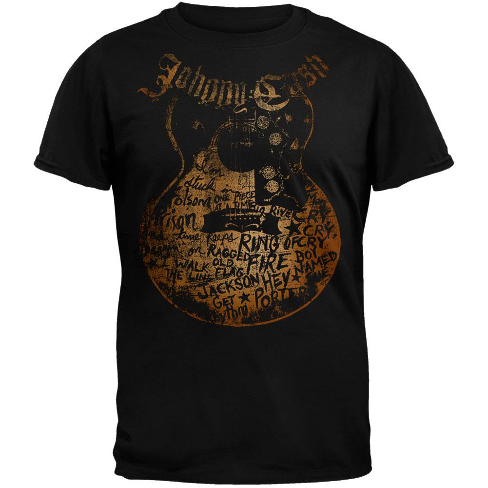 Johnny Cash - Songs On Guitar Soft T-Shirt Men's T-Shirts Johnny Cash 2XL Black