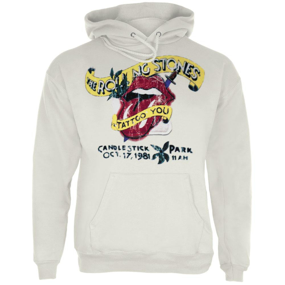 Rolling Stones - Tattoo You Patch Hoodie Men's Hoodies Rolling Stones XS White