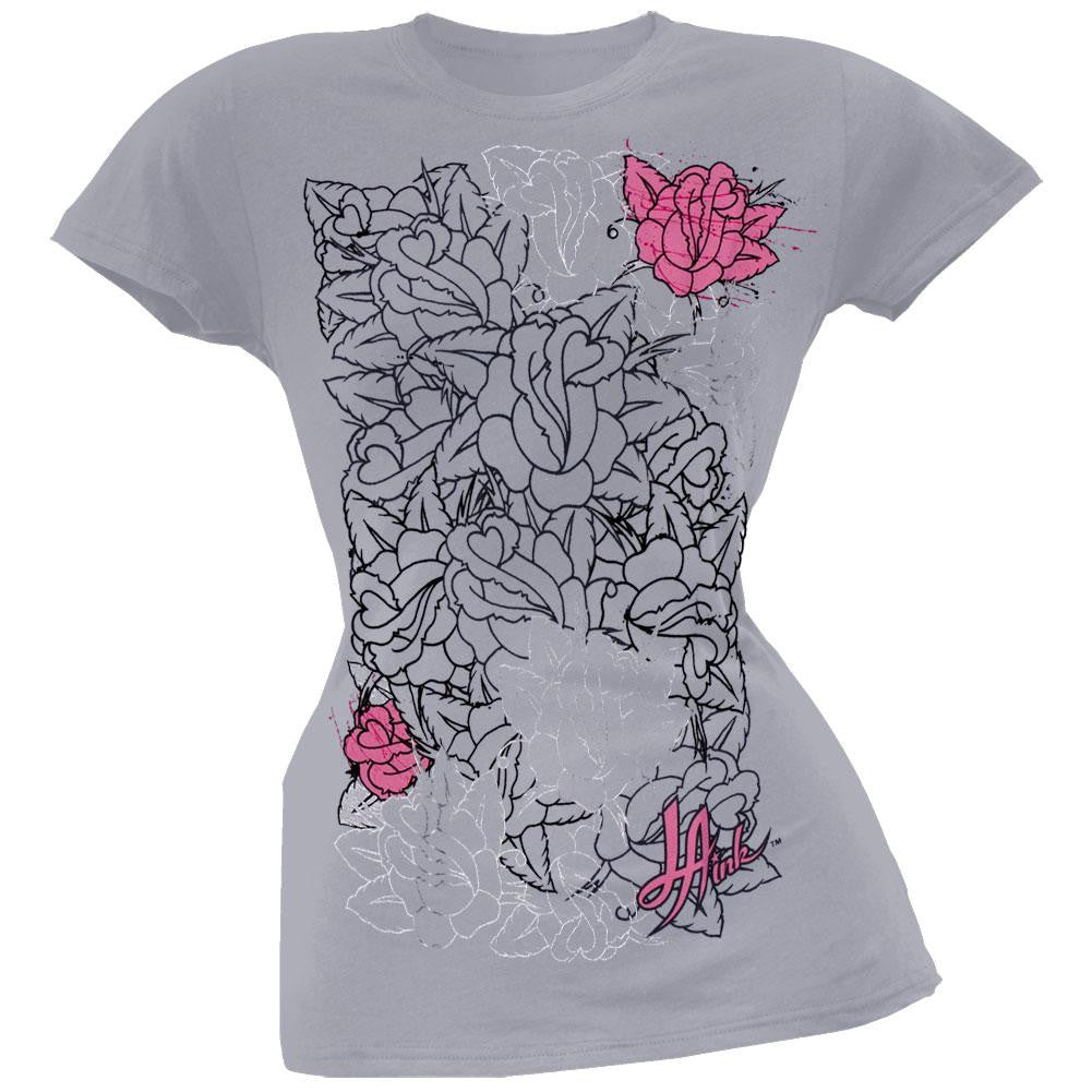 LA Ink - Lots O Roses Juniors T-Shirt Juniors T-Shirts LA Ink SM Grey