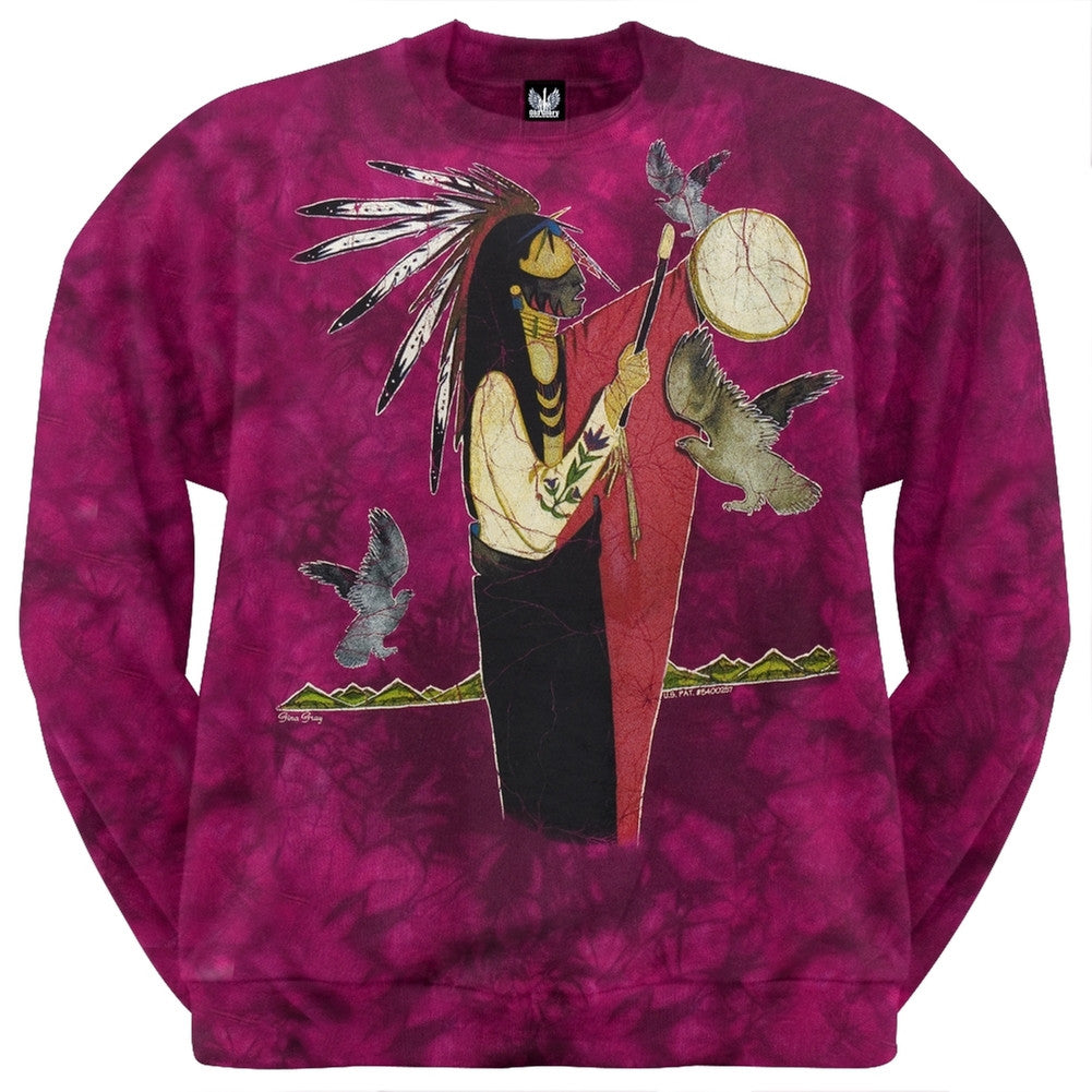 Eagle Calling Tie Dye Sweatshirt L/S Red Men's Sweatshirts Old Glory