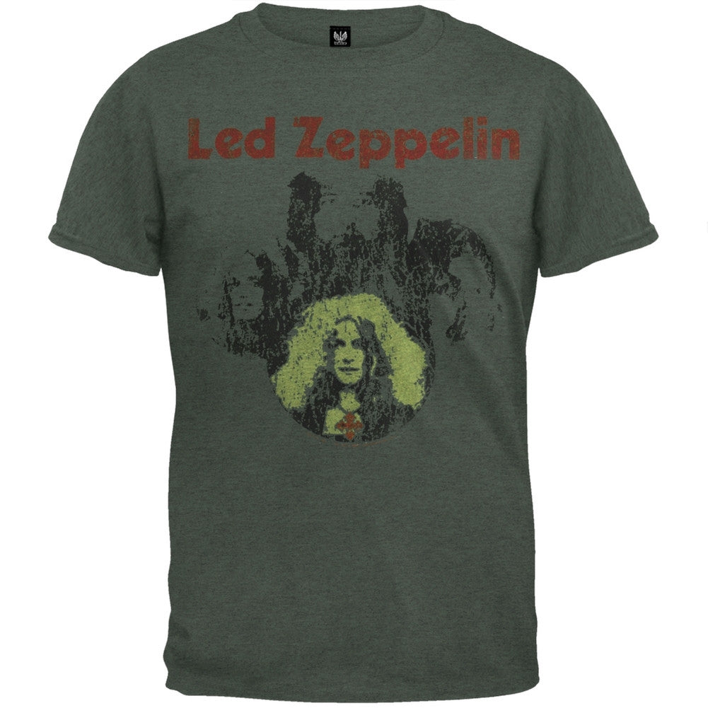 Led Zeppelin - Classic Faces Soft T-Shirt Men's T-Shirts Led Zeppelin SM Dark Green
