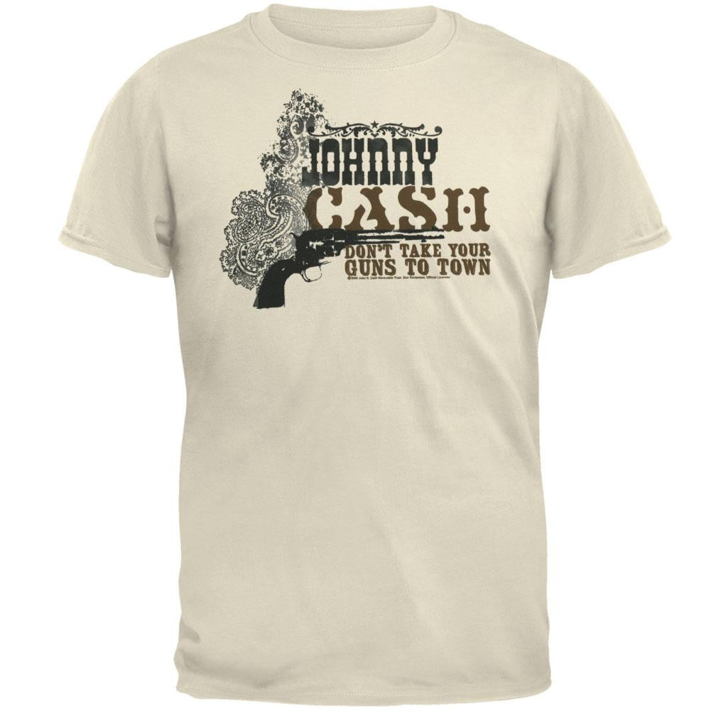 Johnny Cash - Guns Cream Soft T-Shirt Men's T-Shirts Johnny Cash MD Off-White