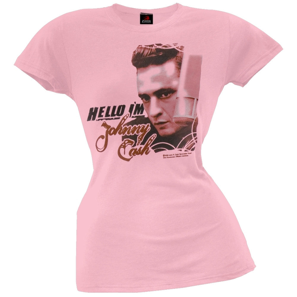 Johnny Cash - Hello Juniors T-Shirt Juniors T-Shirts Johnny Cash