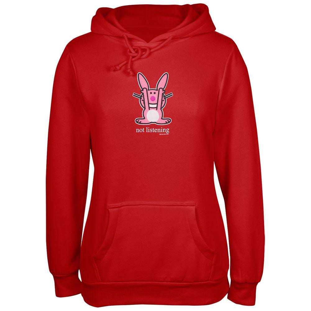Happy Bunny - Not Listening Red Ladies Hoodie Women's Hoodies Happy Bunny SM Red
