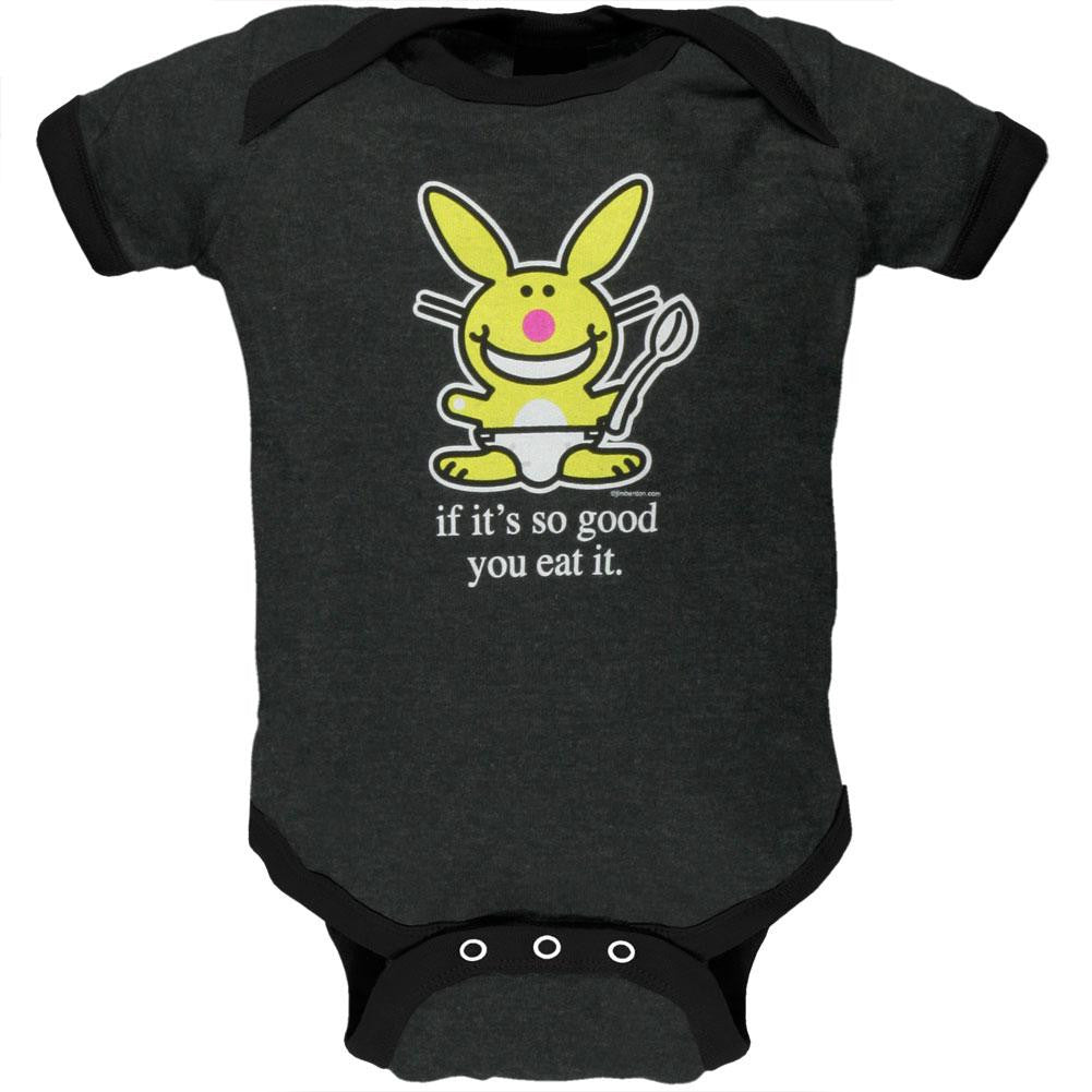 Happy Bunny - If It's So Good You Eat It Baby One Piece Baby One Piece Happy Bunny LG Grey