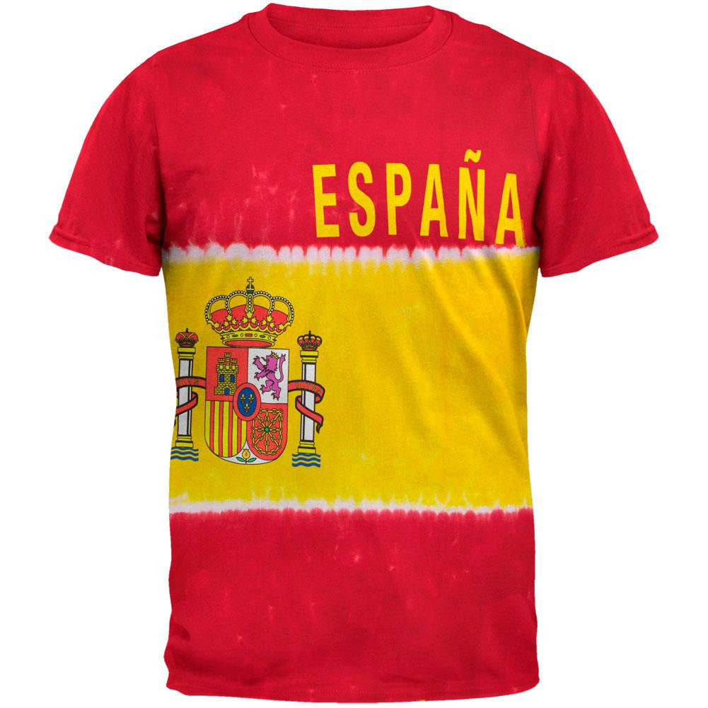 Spanish Flag Tie Dye T-Shirt Men's T-Shirts Old Glory 2XL Red