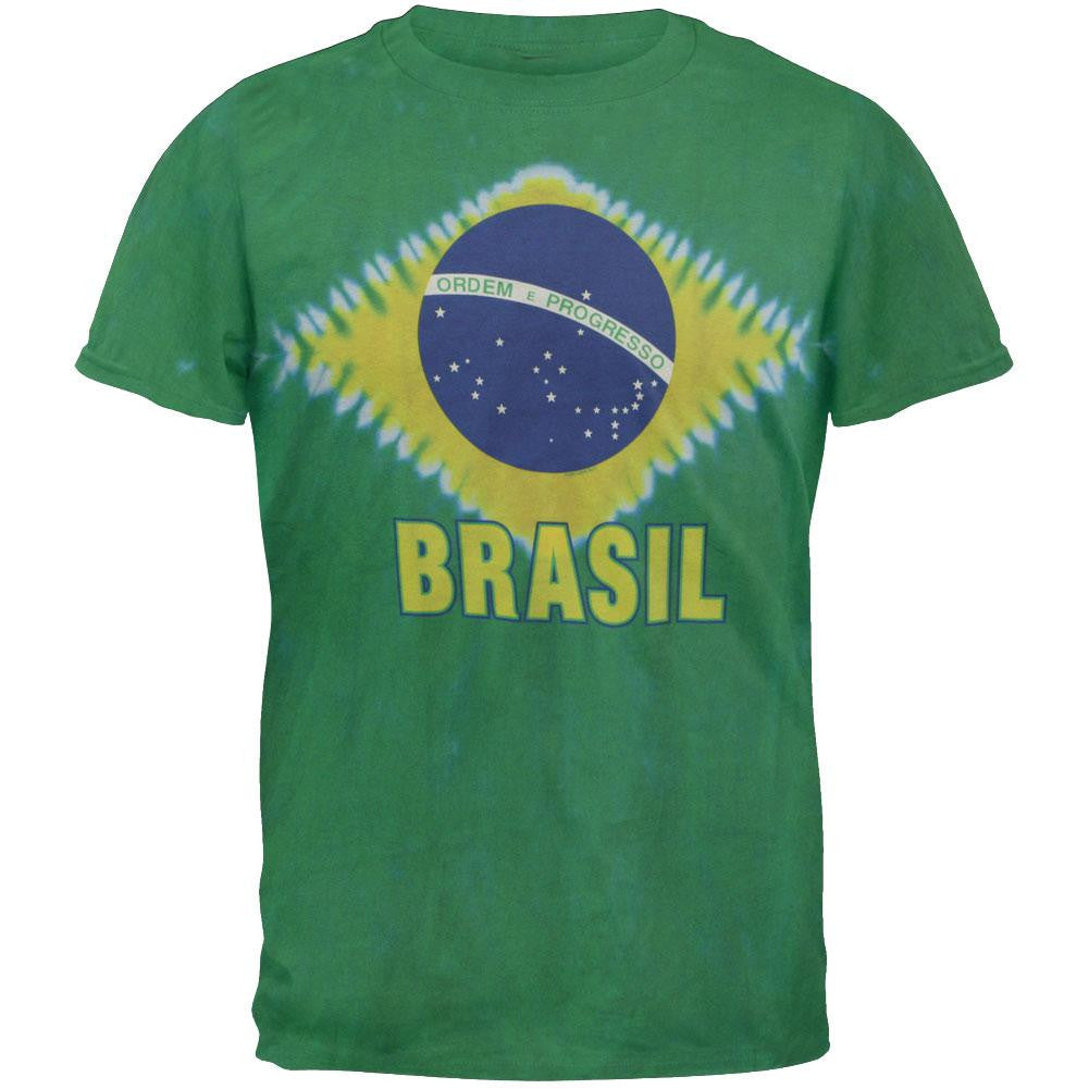 Brazilian Flag Tie Dye T-Shirt Men's T-Shirts Old Glory 2XL Green