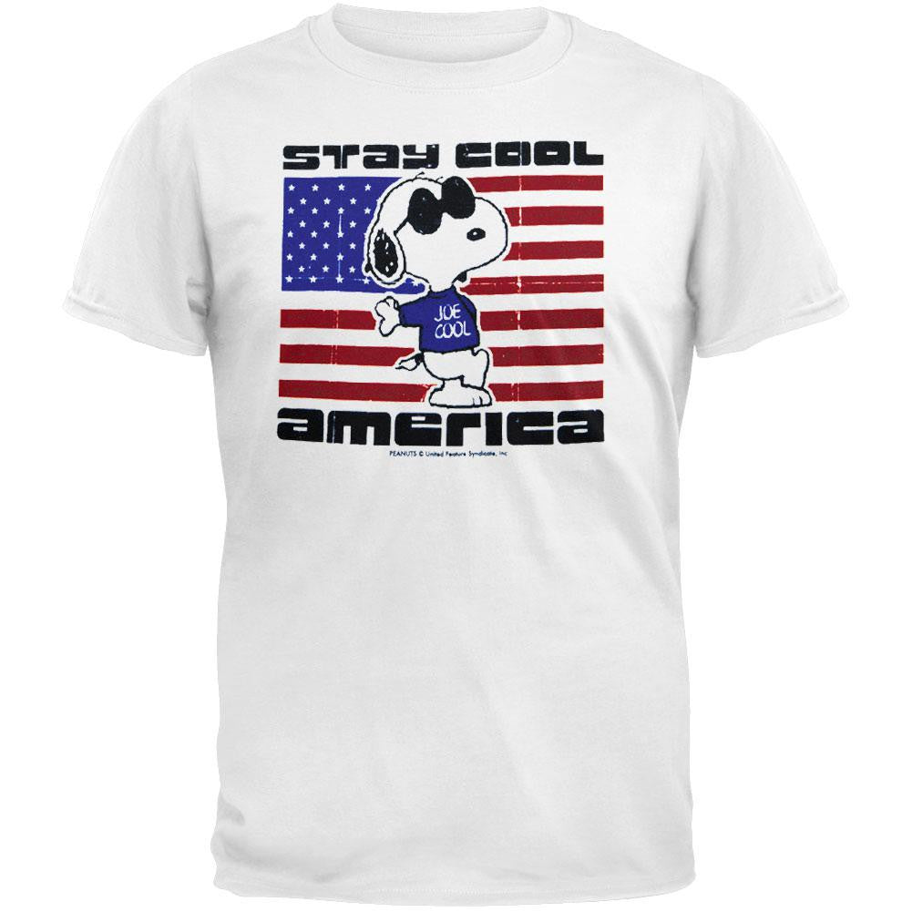 Peanuts - Stay Cool Flag T-Shirt Men's T-Shirts Peanuts LG White
