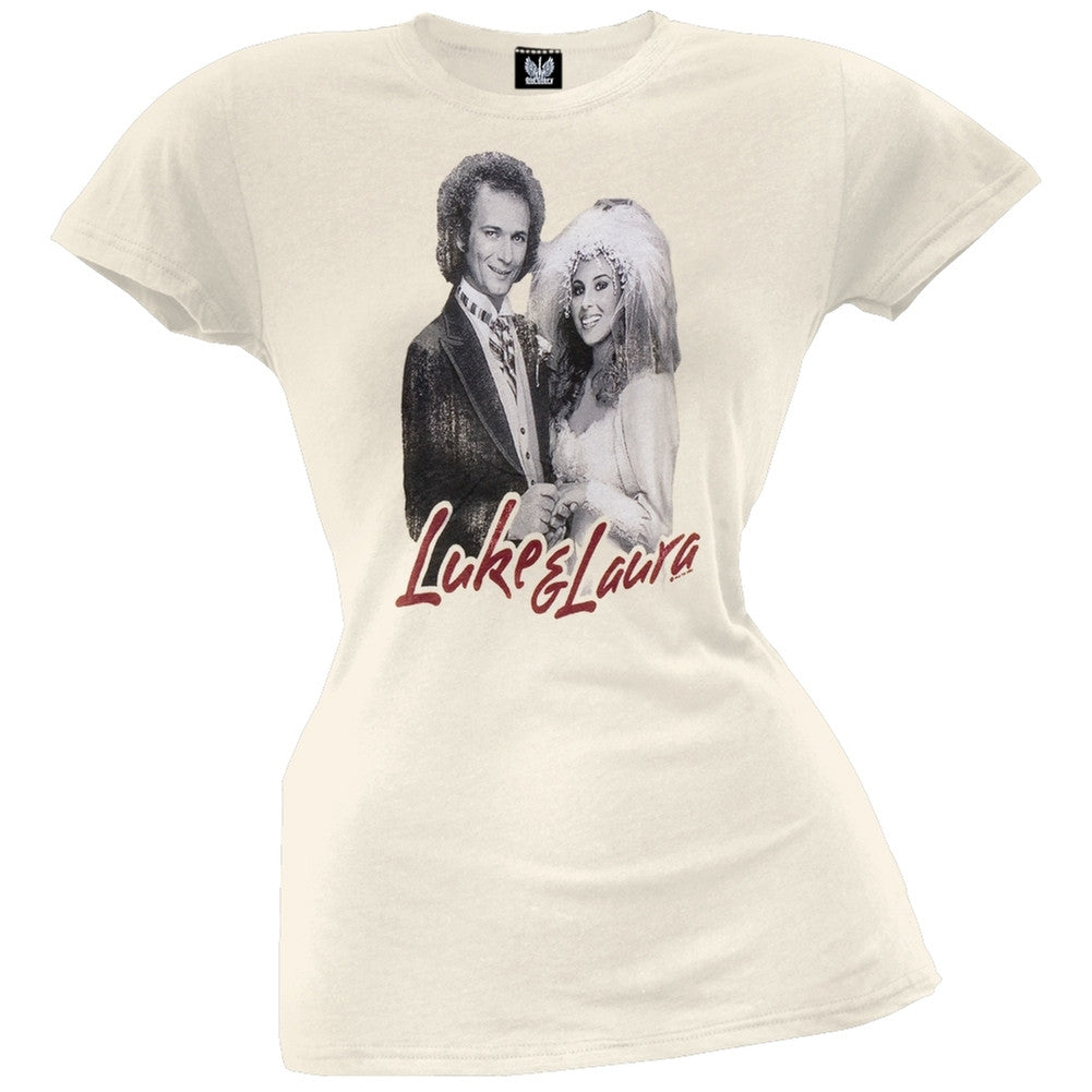 General Hospital - Luke And Laura Juniors T-Shirt Juniors T-Shirts General Hospital SM Off-White