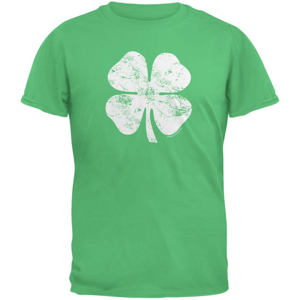Large Distressed Shamrock Irish Green Adult T-Shirt Men's T-Shirts Old Glory 2XL Green
