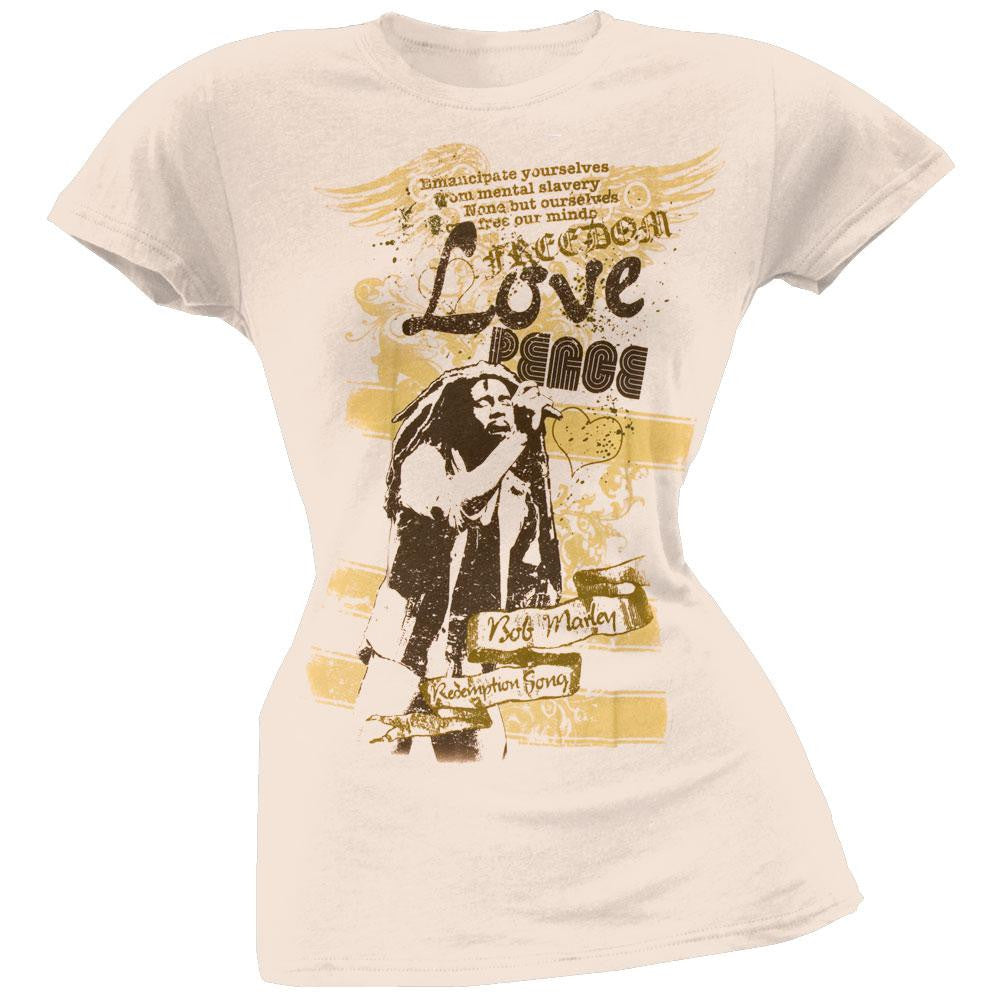 Bob Marley - Lyrics Juniors T-Shirt Juniors T-Shirts Bob Marley SM Off-White